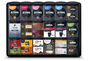6 Column Flavia Coffee Rack Merchandiser